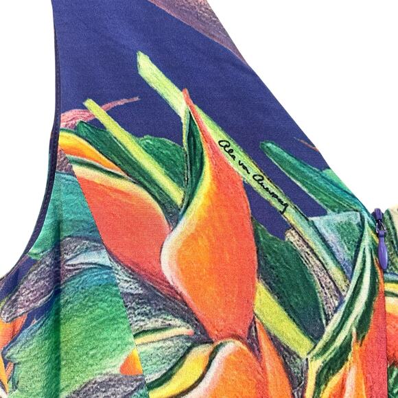 NWT Ala Von Auersperg Birds of Paradise Crepe De Chine Silk Sleeveless Jumpsuit - Picture 11 of 13